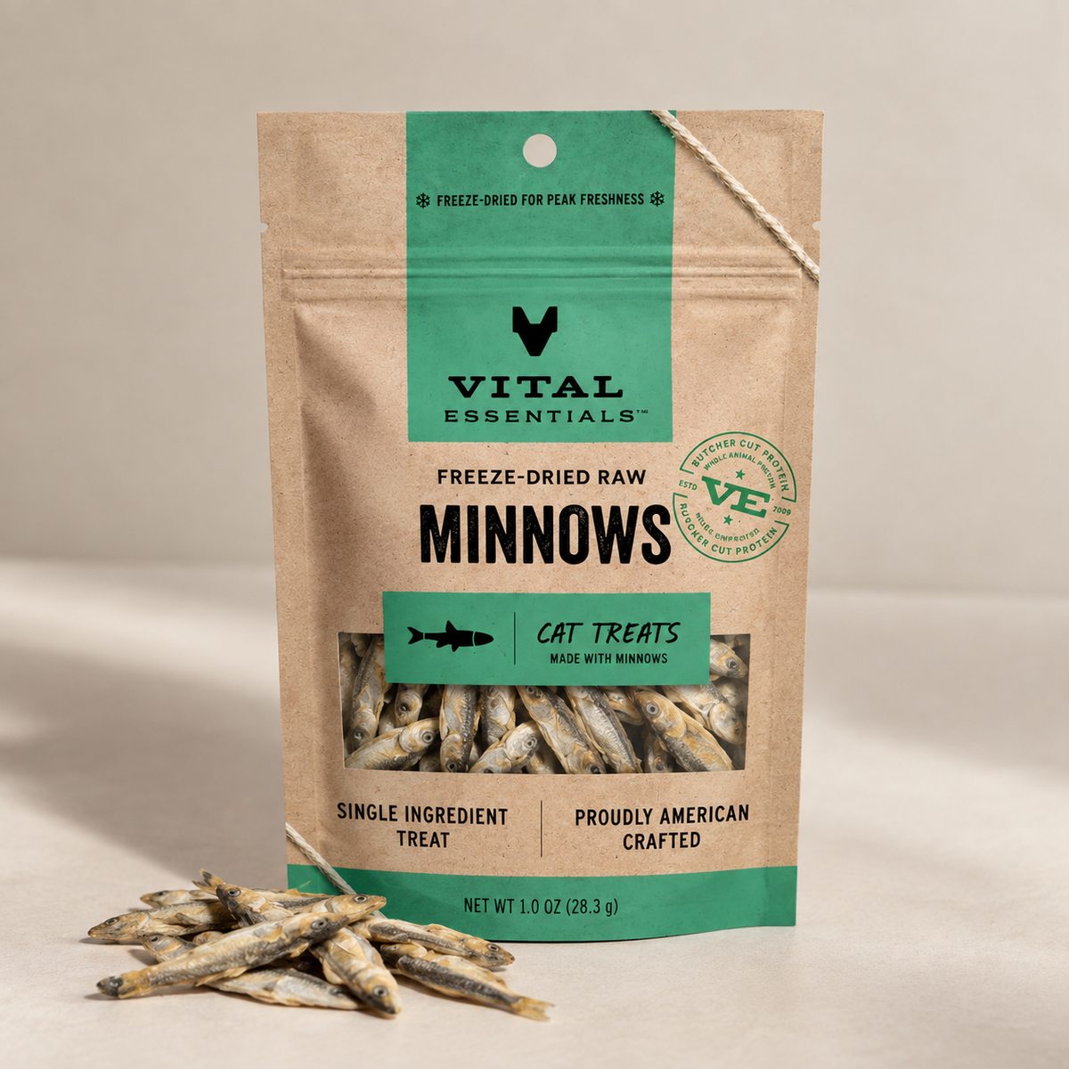 Freeze-dried raw minnows.