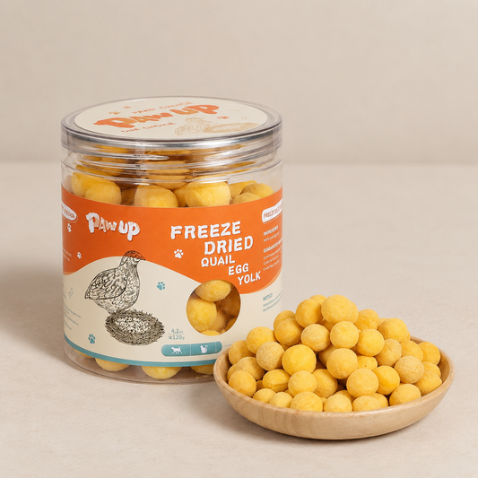 Freeze-dried quail egg yolk.