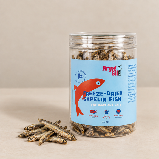 Freeze dried capelin fish.